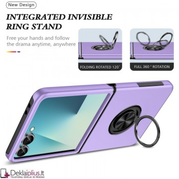 Plastikinis dėklas su žiedu - violetinis (Samsung Galaxy Z Flip 7) Plastikinis dėklas su žiedu - violetinis (Samsung Galaxy Z Flip 7)